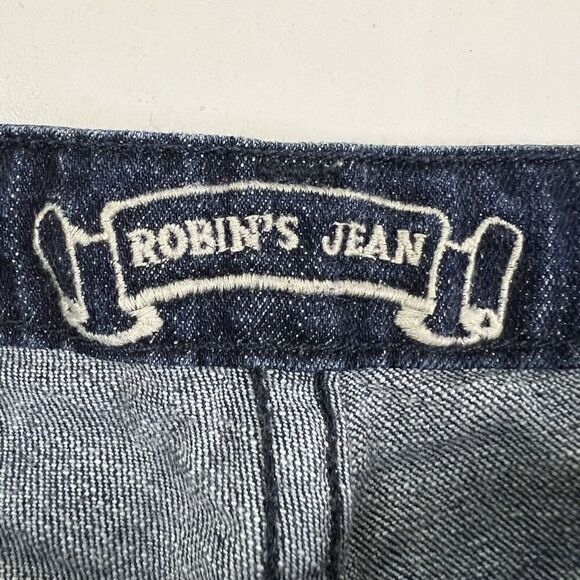 Robin's Jean Size 26 Gold Trim Wing Straight Dark Wash Women's Skinny Jeans - Picture 6 of 12